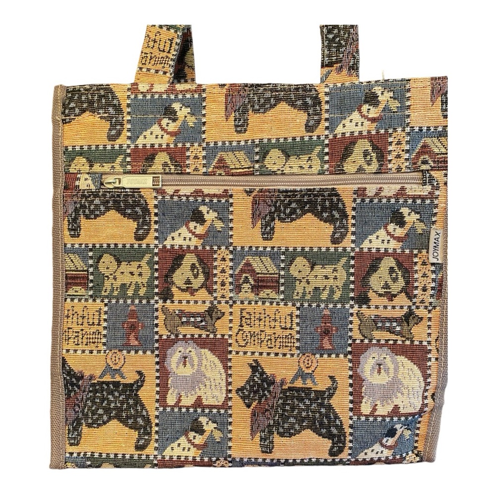 VTG 90s Jade "Faithful Companion" Dog Tapestry Tote Bag